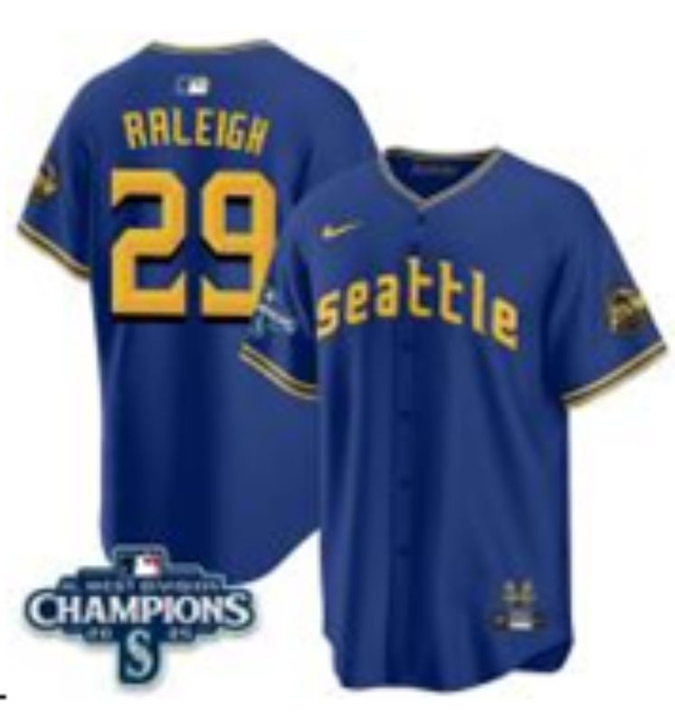 Men 2025 Seattle Mariners #29 Raleigh Blue City Edition Nike MLB Jersey style 86